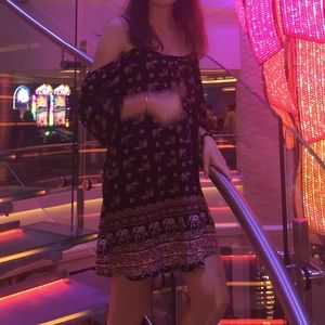 Rue21 Boho Elephant Cold Shoulder Dress